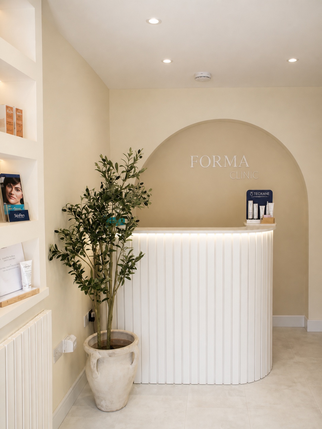 Straightened view of the Forma Clinic reception in Edinburgh